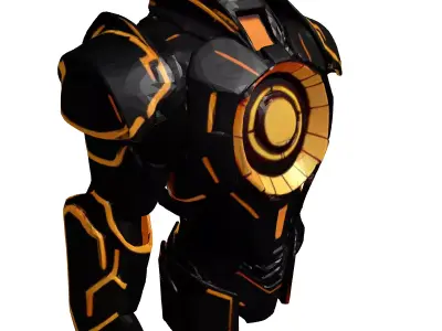 Futuristic Armored Gauntlet with Glowing Vents 3D model