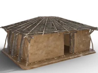 Ancient mud house clay   Low-poly 3D model