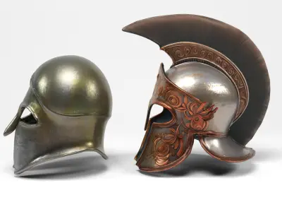 Greek helmets Low-poly 3D model