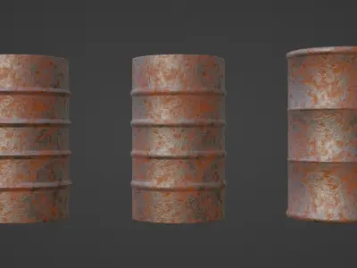 Rusty Metal Barrels 3D model