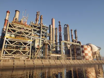 Modular Industrial Refinery in Japan   Low-poly 3D model