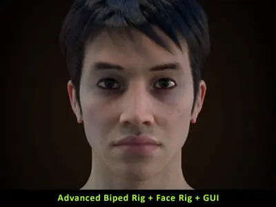 Cinematic Male 003 - Advanced Body Rig - Face Rig - GUI 3D model