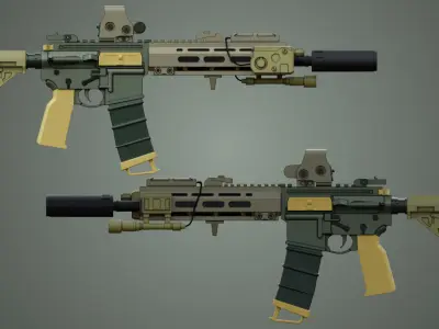 Assault Rifle HK416 A5 Low-poly 3D model