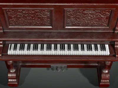 Antique Piano with Stool- Game Ready Low-poly 3D model