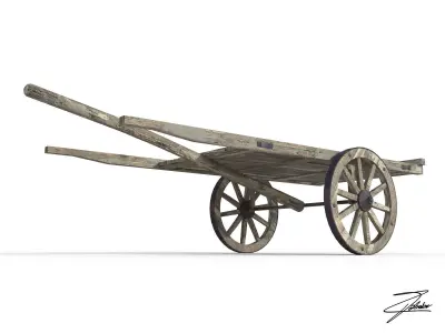 Wooden cart Low-poly 3D model buy
