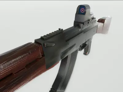 Ak-47 rifle Low-poly 3D model 5