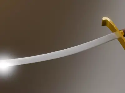 Mongolian Steppe Sabre with Scabbard Free low-poly 3D model