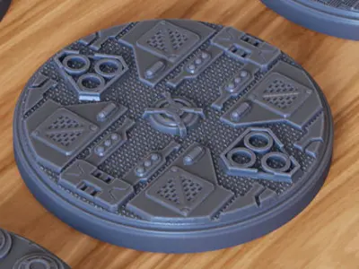 FREE PACK - 2 SCIFI MINIATURE BASES 50mm 3D Print Ready  Free 3D print model