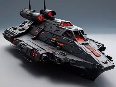 SciFi Combat Hovercraft Black Manta Low-poly 3D model