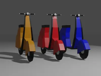 Scooter LowPoly three colorful scooters Low-poly 3D model