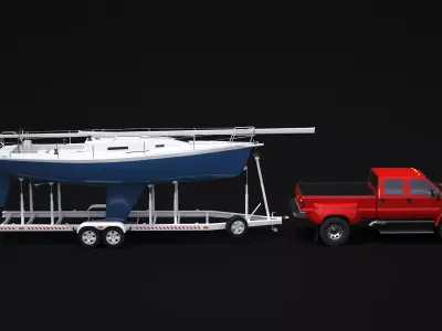 F-650 and Generic Sailboat Trailer 3D model