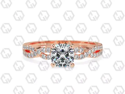 Ring 142 Cushion shape twisted shank pave set ring 3D print model