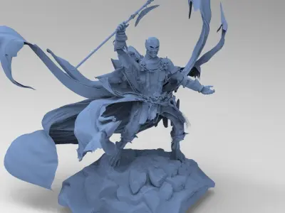 Dark Dragon Rider Warrior Sculpture  3D model