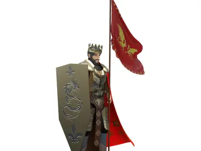 King  Arthur Low-poly 3D model