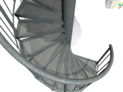 Aluminum spiral staircases  Free low-poly 3D model