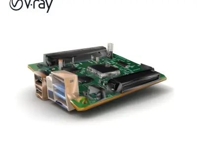 Fanless Industrial Motherboard Robust PCB Model Pack Low-poly 3D model
