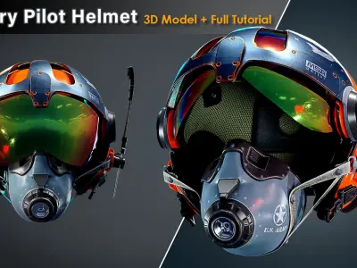 Military Pilot Helmet Low-poly 3D model