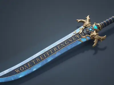 Stylized Fantasy Sword 3D Model Game Ready  Collectible  Free low-poly 3D model