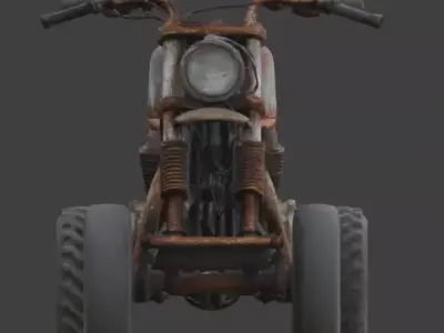 Rusty Vintage Go Kart 3D Model v02 Low-poly 3D model