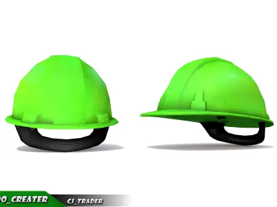 Worker Helmet Green Safety Helmet Lowpoly 3d model Low-poly 3D model