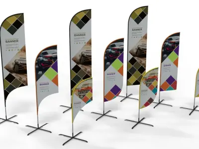 Banner Commercial Flags 3D model purchase