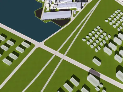 of Park Industrial View Birds-eye 3D model purchase