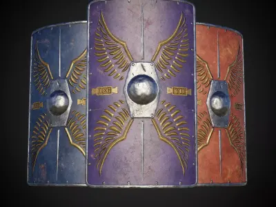 Roman shield Scutum 2 Low-poly 3D model