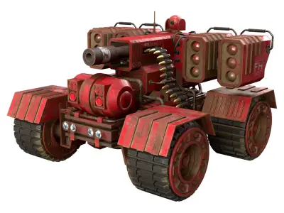UGV Concept-3-Red-Rusty Low-poly 3D model