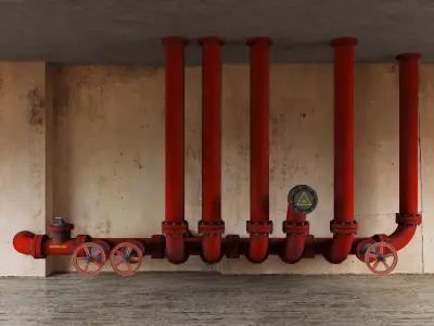 Pipeline3 pipes and valves  3D model
