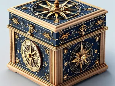Ornate Celestial Navigation Box Low-poly 3D model