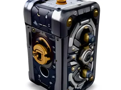 SciFi Metallic Security Box Low-poly 3D model