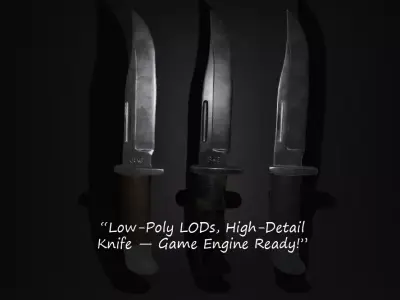 3 Knife Variants Pack --Standard Brown Handle  Military Camo Low-poly 3D model