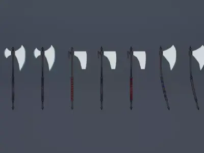 War axes Low-poly 3D model