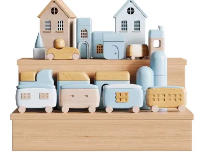 Wooden toy Collection 3D model purchase