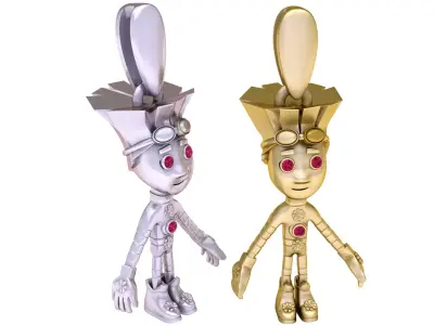 Golden Robot Character Pendant 3D Printable Model 3D print model