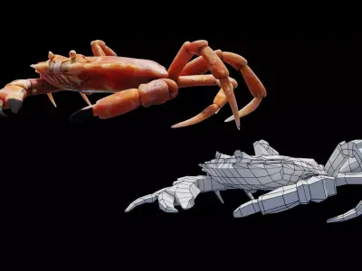 Animated Crab Low-poly 3D model