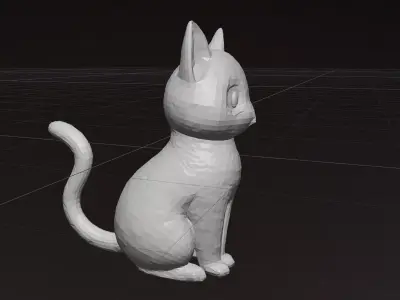 stylized low-poly cat 3D model Low-poly 3D model