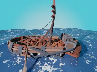 Stylized Ship-2 Low-poly 3D model
