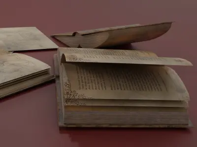 Old medieval  Books - PBR 4k textures Game Ready Low-poly 3D model