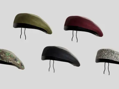 Military Hat Collection Low-poly 3D model