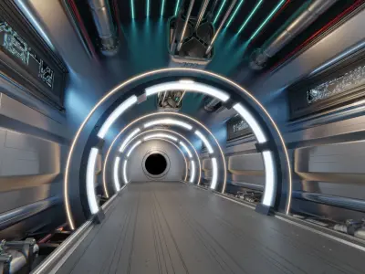 Sci-Fi Corridor 3D model 12