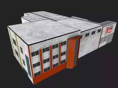 Megamarket industrial building Low-poly 3D model