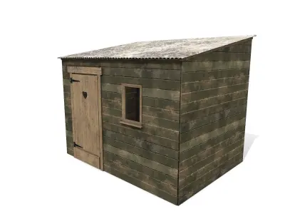 Old Wooden Shed Low-poly PBR Low-poly 3D model
