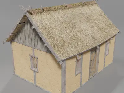 Medieval house Low-poly 3D model 8