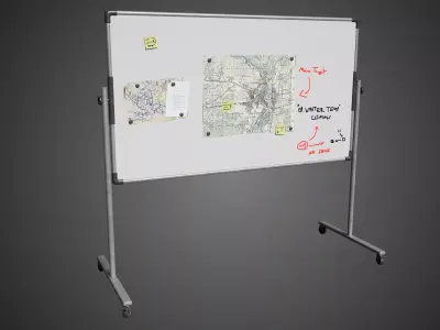White Dry Erase Board Low-poly 3D model