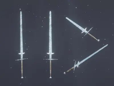 Set of 6 Elemental Great Swords  - Fantasy medieval weapon  Low-poly 3D model
