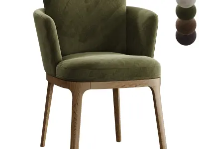 Sillon de mesa roble y tela texturizada Jabote 3D model