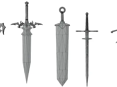 Sword 3D Low poly ready for game asset Free low-poly 3D model