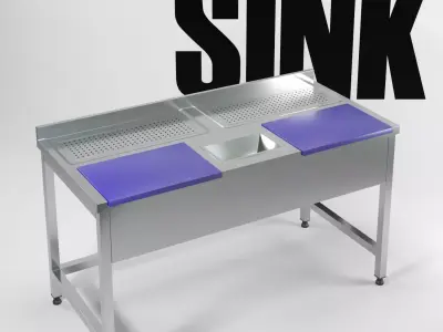 Industrial Kitchen Sinks Collection 3D Models Low-poly 3D model