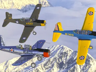 BT-13 Vultee Valiant Low-poly 3D model
